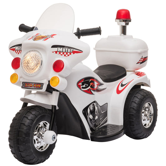 Kids Motorcycle Ride-on Electric Motorcycle for Kids with Music &; Horn Buttons, Stable 3-Wheel Design, &; Rear Storage Space, White - Gallery Canada