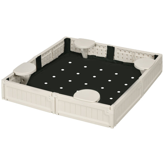 Kids Outdoor Sandbox with Canopy, Bottom Fabric Liner, Cream White - Gallery Canada