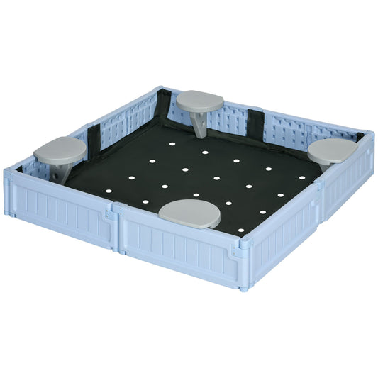 Kids Outdoor Sandbox with Canopy, Bottom Fabric Liner, Light Blue - Gallery Canada