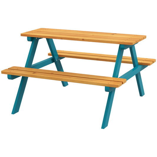 Kids Outdoor Table Set Wooden Toddler Picnic Table and Benches for 4 Kids 3-8 Years, Easy Installation, Natural Wood - Gallery Canada