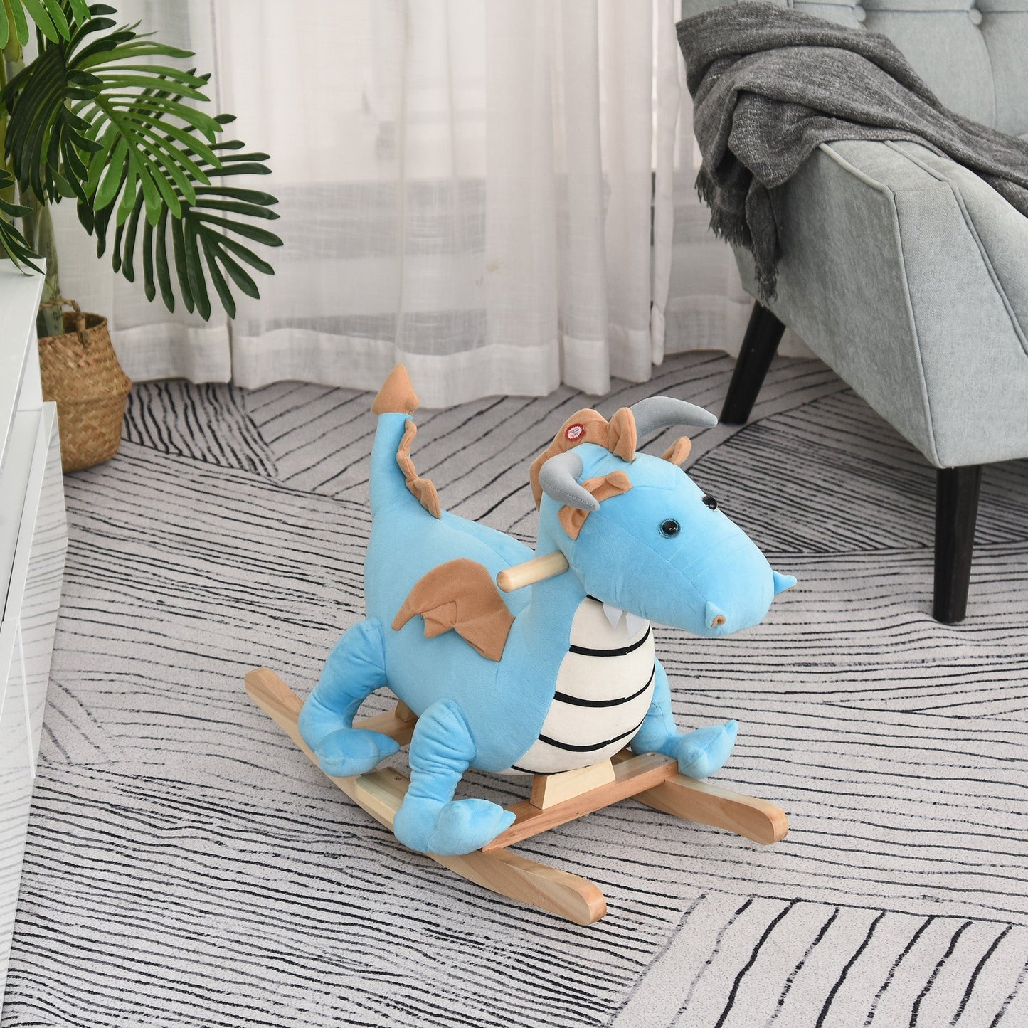 Kids Plush Ride On Rocking Horse Dinosaur Style w/ Sound Handle for 18-36 Months at Gallery Canada
