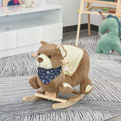 Kids Ride-On Rocking Horse Toy Bear Style Rocker with Fun Music &; Soft Plush Fabric for Children 18-36 Months at Gallery Canada