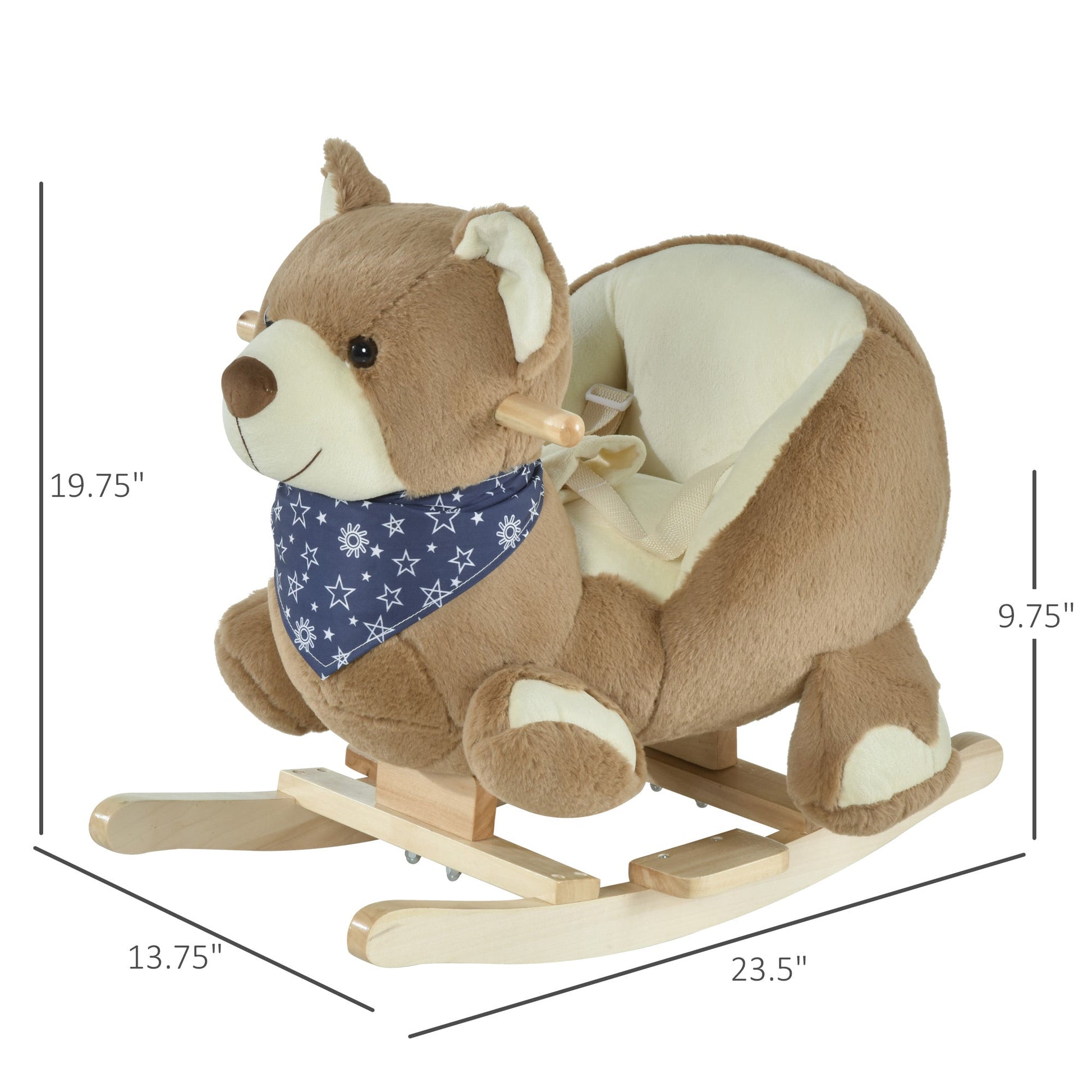 Kids Ride-On Rocking Horse Toy Bear Style Rocker with Fun Music &; Soft Plush Fabric for Children 18-36 Months at Gallery Canada