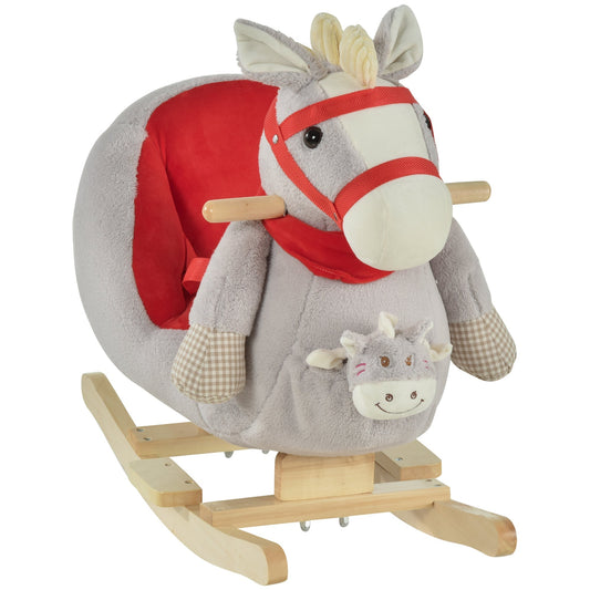 Kids Ride On Rocking Horse with Cradlesong Handle Grip Hand Puppet Traditional Toy Gift for Children 18-36 Months Rocking Toy for Toddler Grey - Gallery Canada