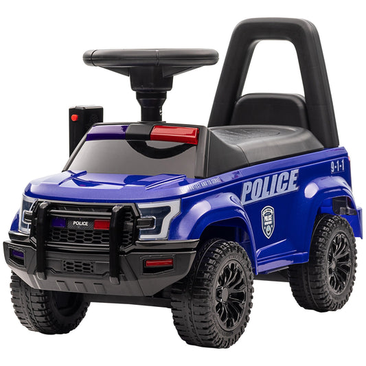 Kids Ride On Sliding Car with Hidden Under Seat Storage, Ride On Police Car for Toddler with Megaphone, Anti Dumping Device, Removable Backrest, Foot-to-Floor Design, Aged 18-60 Months, Blue at Gallery Canada