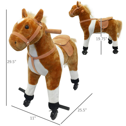 Kids Rocking Horse, Large Walking Ride on Toy for Toddlers 3 year old, Baby Plush Animal Rocker with Sound and Wheel, Brown at Gallery Canada