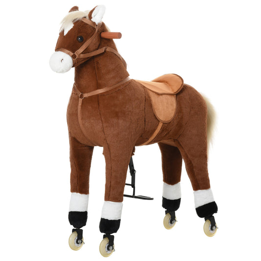 Kids Rocking Horse Walking Horse with Wheels, Large Size Moving Hobby Horse Ride on Toy Gift for Children 5-16 Years - Gallery Canada