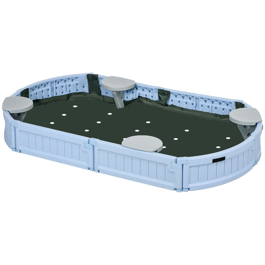 Kids Sandbox with Cover, Seat, Sandbox Outdoor for Backyard, Light Blue - Gallery Canada