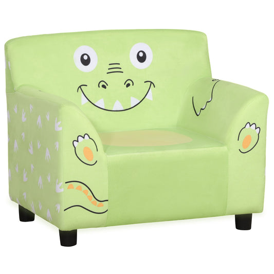Kids Sofa, Armrest Chair for Preschool, Toddler Couch for Kids Room, Kindergarten with Cute Animal Print, Super-soft Velvet, Eucalyptus Wood, Green - Gallery Canada