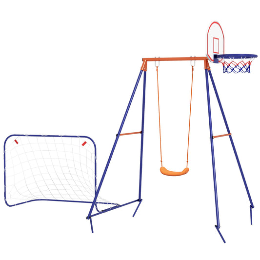 Kids Swing Outdoor with Swing Seat, Basketball Hoop and Football Goal, Ground Stakes for 3-8 Years Old at Gallery Canada