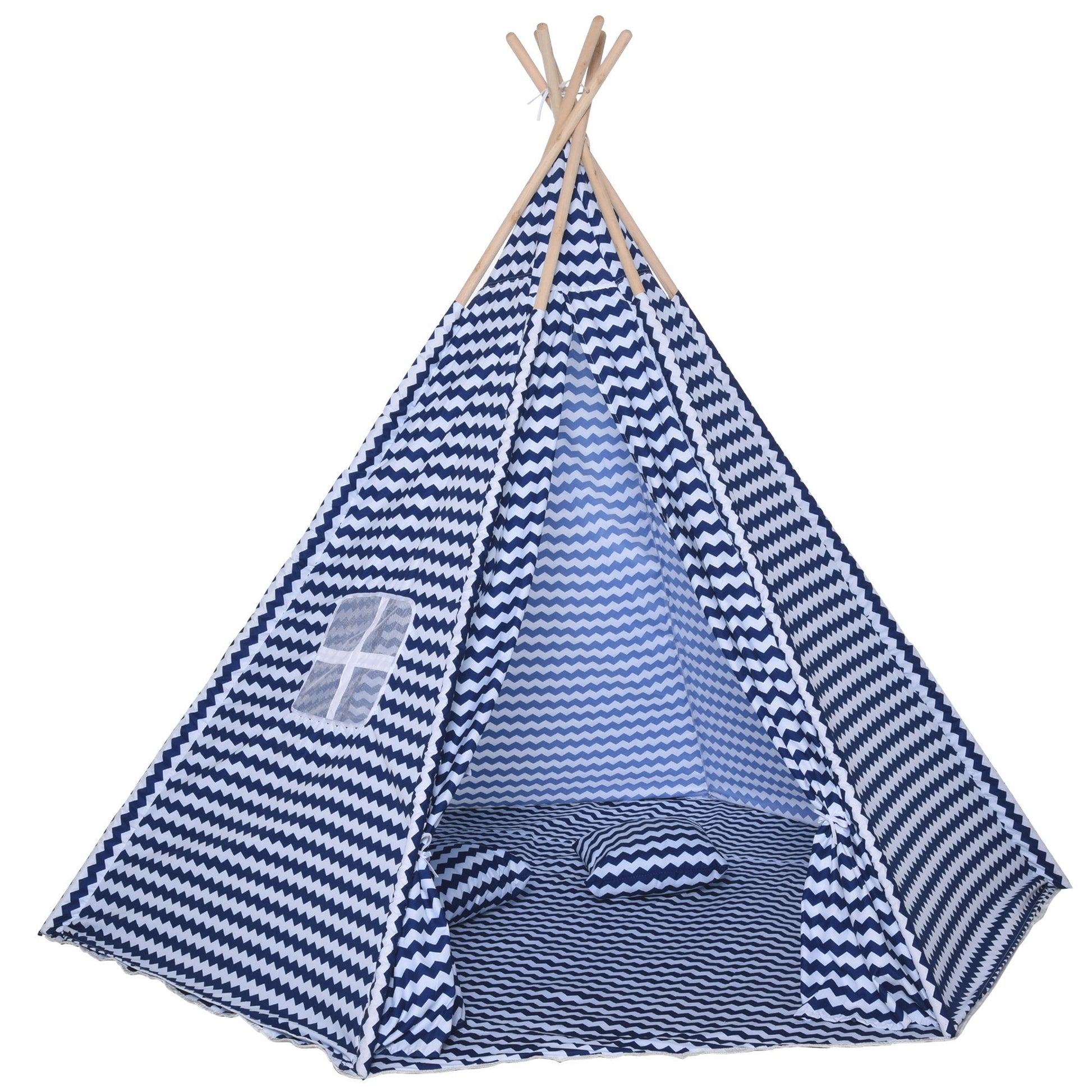 Kids Teepee Play Tent Portable Children Playhouse Toy for Boys and Girls with Mat Pillow Carry Case Indoor Outdoor Games Blue at Gallery Canada