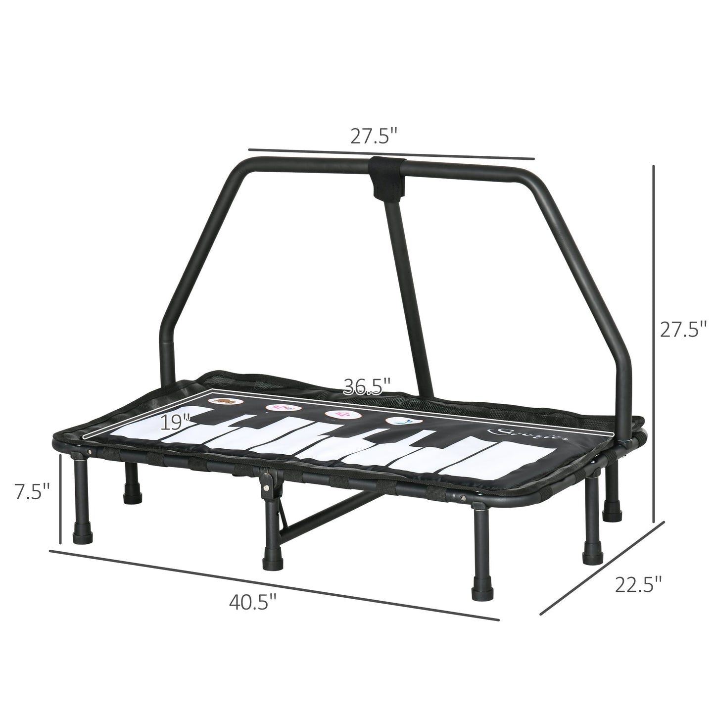 Kids Trampoline with Music Function Steel Frame Indoor Bouncer Rebounder Age 3 to 8 Years Old Black at Gallery Canada