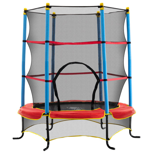 Kids Trampoline with Safety Enclosure Net and Built-in Zipper Safety Pad, Indoor Outdoor Exercise Fitness Equipment for Children Toddler Age 3-6 Years Old - Gallery Canada