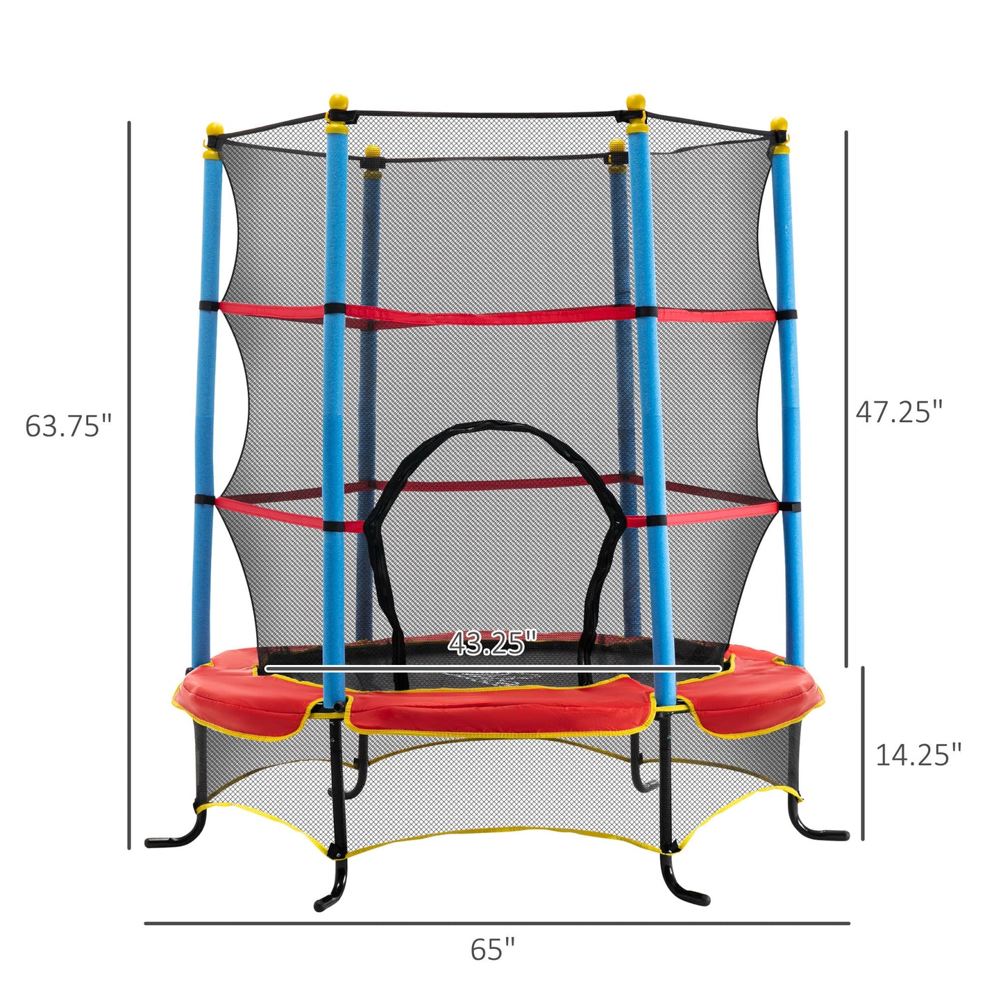 Kids Trampoline with Safety Enclosure Net and Built-in Zipper Safety Pad, Indoor Outdoor Exercise Fitness Equipment for Children Toddler Age 3-6 Years Old at Gallery Canada
