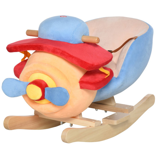 Kids Wooden Plush Ride-On Rocking Plane Chair Toy for Toddler Boy&;Girl with Nursery Rhyme - Gallery Canada