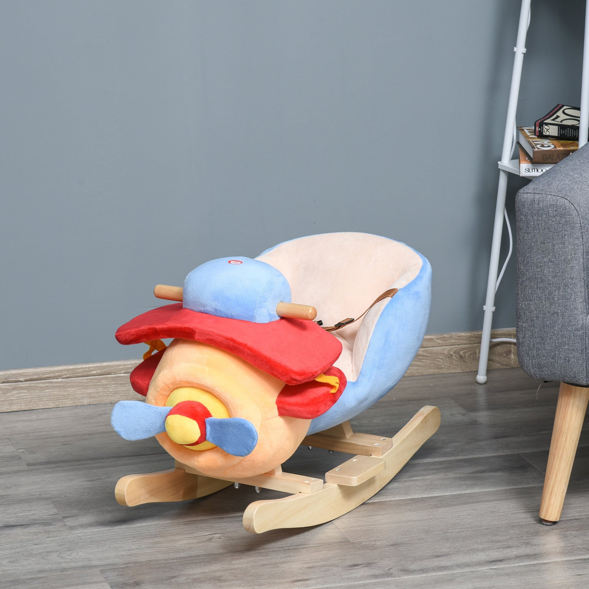 Kids Wooden Plush Ride-On Rocking Plane Chair Toy for Toddler Boy&;Girl with Nursery Rhyme at Gallery Canada