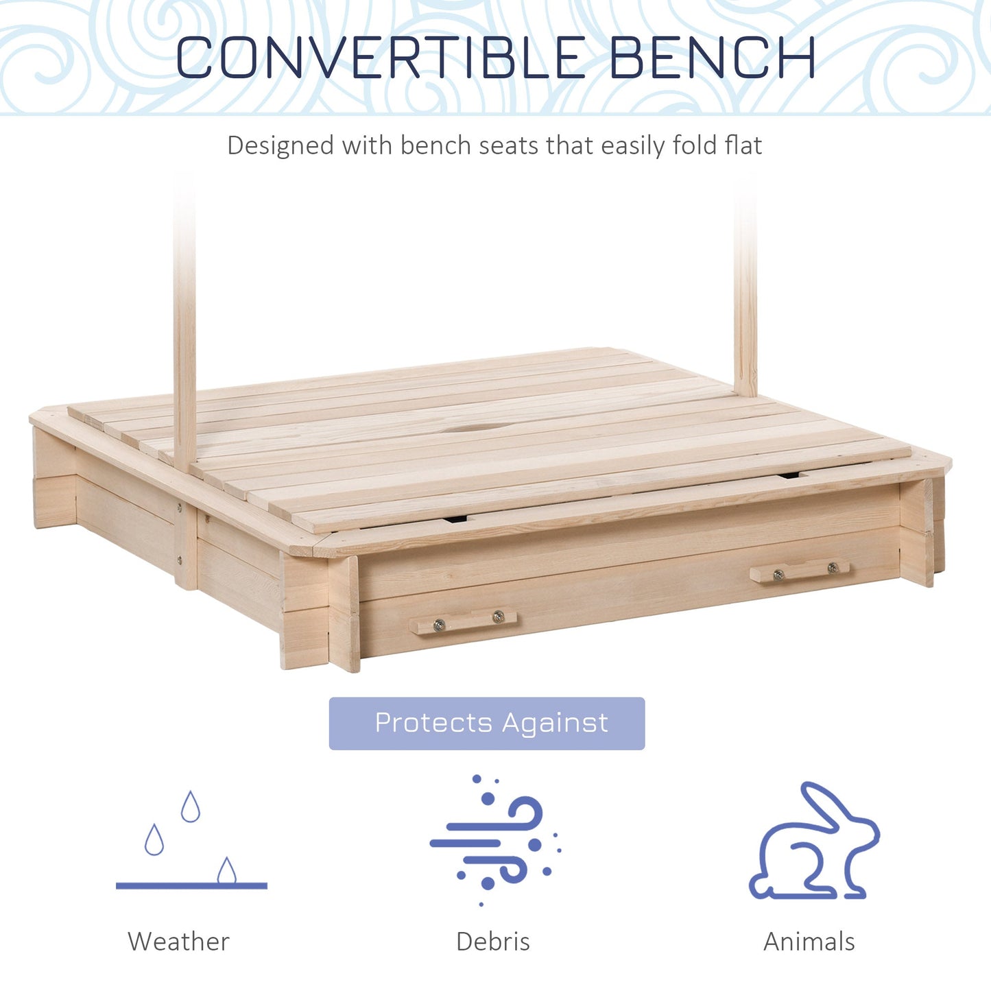 Kids Wooden Sandbox Outdoor Backyard Playset Children Play Station w/ Adjustable Canopy &; Convertible Bench Sand for 3-7 Years Old at Gallery Canada