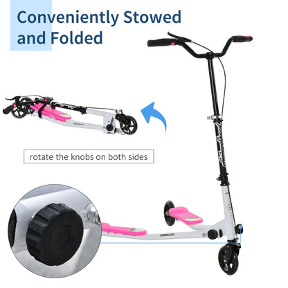 Kids/Adult Drifting Scooter 3 Wheels Scooter Foldable Child Tri Speeder Slider Swing Drifter Winged Push Motion Kickboard Height Adjustable for Age 6+ Pink at Gallery Canada
