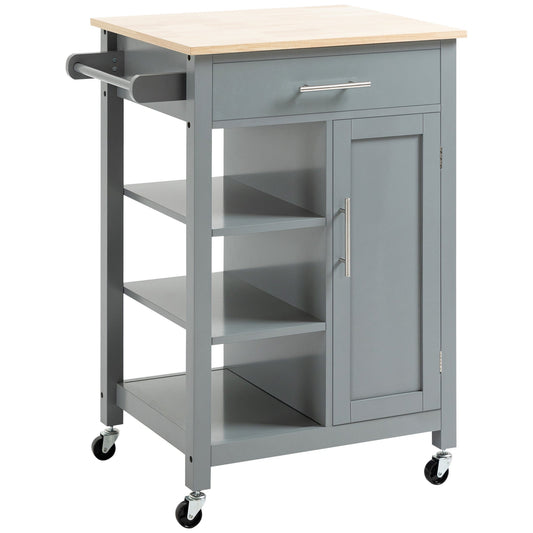 Kitchen Island, Compact Kitchen Cart on Wheels with Open Shelf &; Storage Drawer for Dining Room, Kitchen, Grey at Gallery Canada