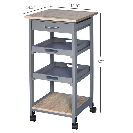 Kitchen Island Rolling Trolley Utility Serving Cart with Drawer Grey at Gallery Canada