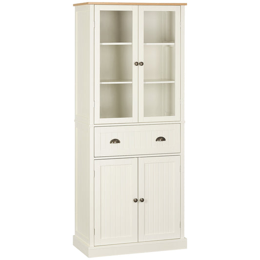 Kitchen Pantry Storage Cabinet, Freestanding Pantry Cabinets, 5-tier Kitchen Cabinet with Adjustable Shelves and Drawer, Cream White - Gallery Canada