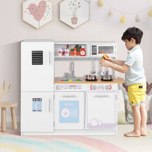 Toddler Pretend Play Kitchen Toy, White Play Kitchen Sets White at Gallery Canada