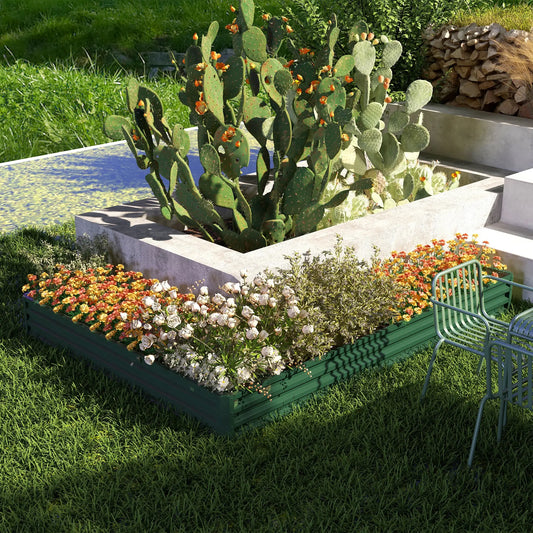 Galvanized Raised Garden Bed, Steel Planter Box, 82" x 109" x 12", Green Galvanized Planter Boxes Green at Gallery Canada