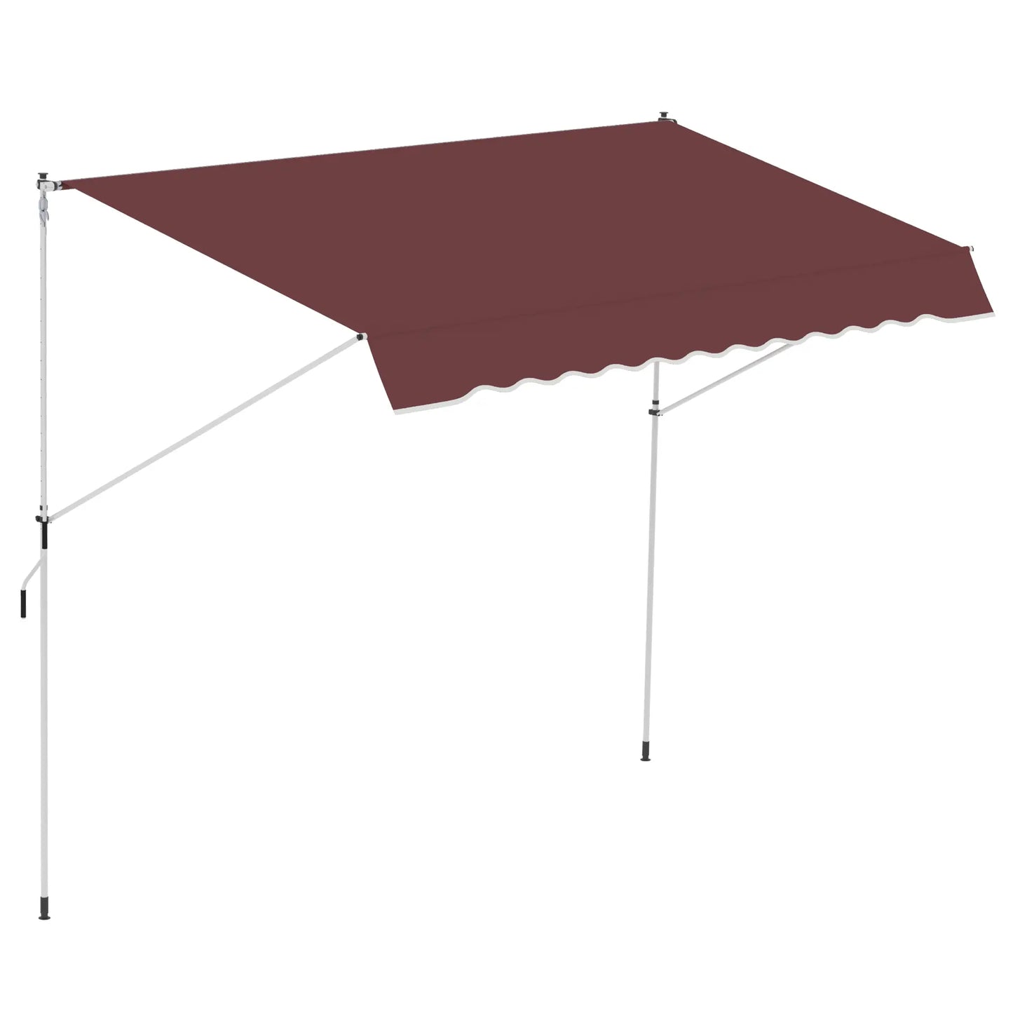 10x5ft Manual Retractable Patio Awning, 5.6-9.2ft Pole, Wine Red Patio Awnings at Gallery Canada