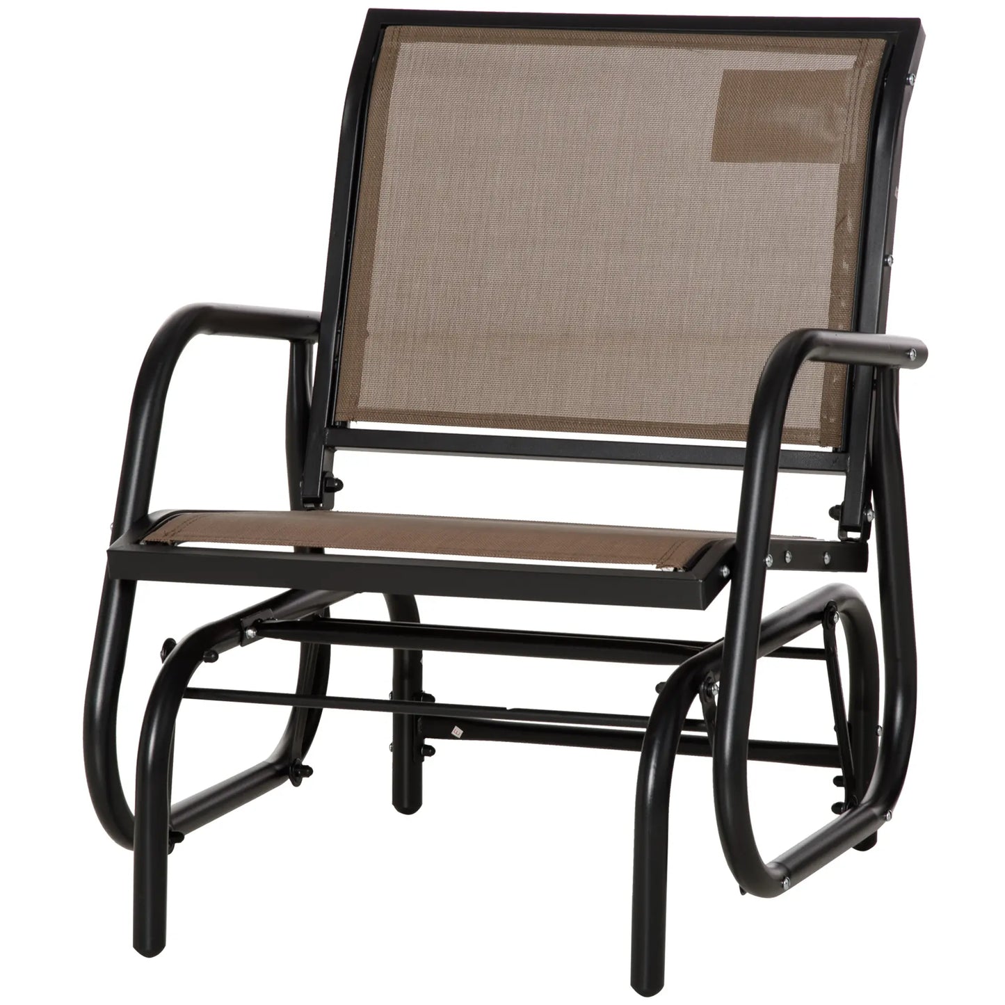 Patio Glider, Breathable Mesh Seat, Metal Frame Swing Chair, Brown Outdoor Gliders at Gallery Canada