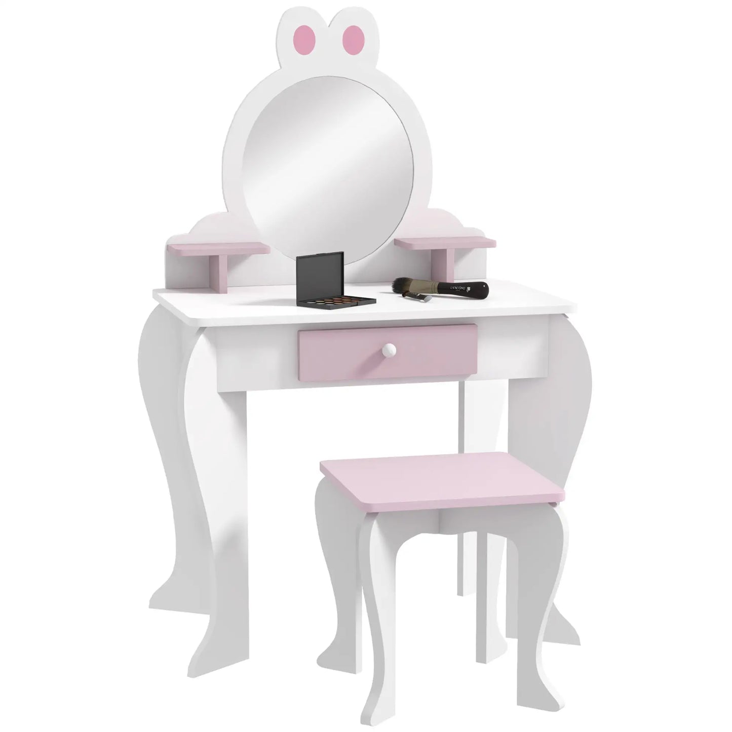 Kids Makeup Vanity Set with Stool, Mirror, Drawer, White Toy Vanity at Gallery Canada