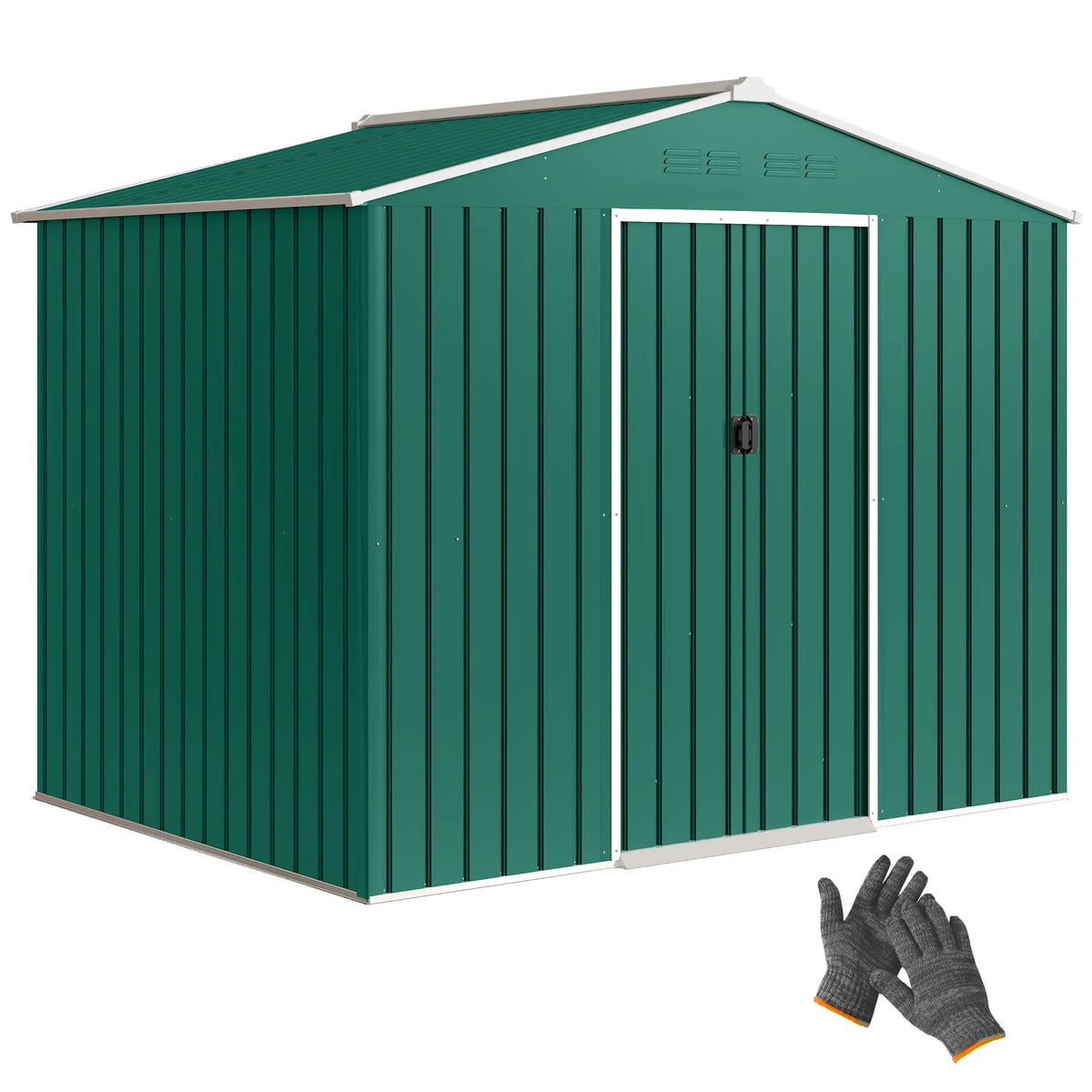 8' x 6' Metal Outdoor Storage Shed, Lockable Sliding Doors, Green Sheds at Gallery Canada