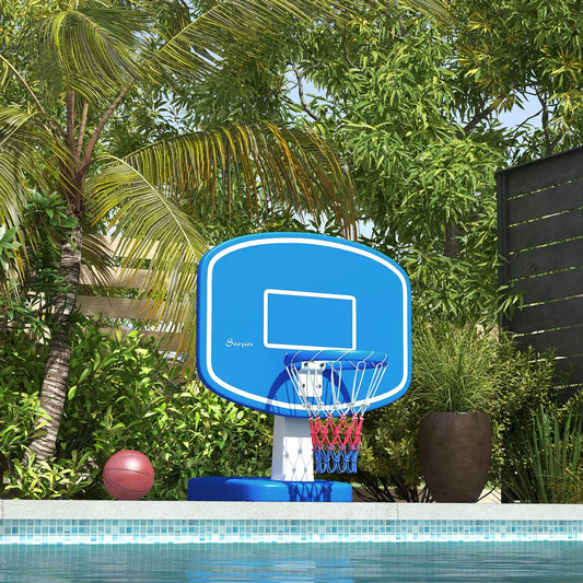 2-in-1 Pool Basketball Hoop and Volleyball Set, Portable with Fillable Base Basketball Blue, White at Gallery Canada