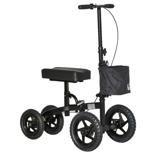 Knee Walker, Foldable Steerable Medical Knee Scooter, Crutch Alternative with Braking System, Storage Bag for Foot Injuries, Black - Gallery Canada