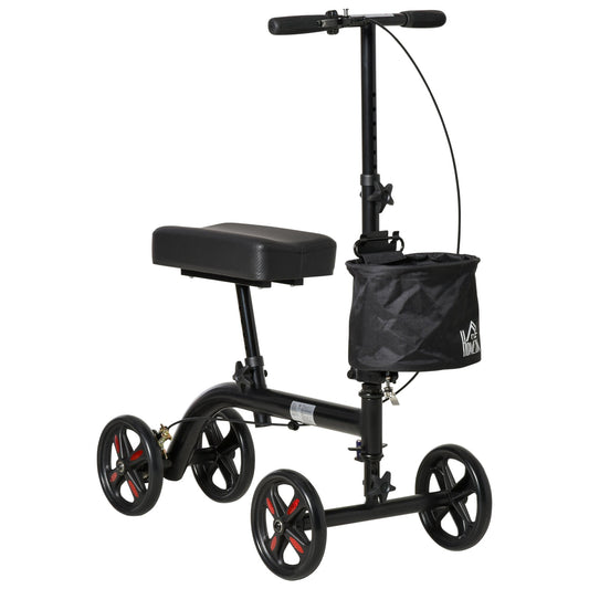 Knee Walker, Foldable Steerable Medical Knee Scooter, Crutch Alternative with Drum Braking System, Storage Bag for Foot Injuries, Black - Gallery Canada