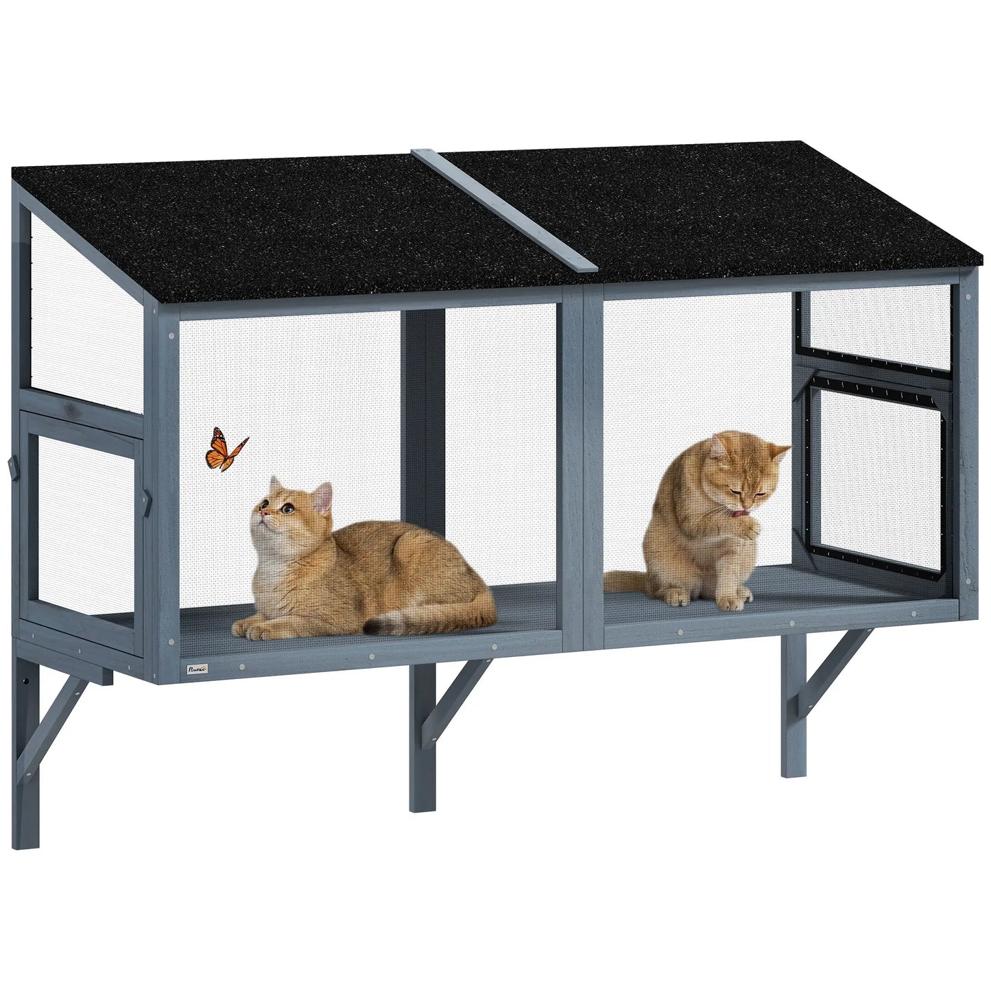 Outdoor Cat Enclosure, Expandable Wooden Cat House, 51.2"L Outdoor Cat Enclosures at Gallery Canada