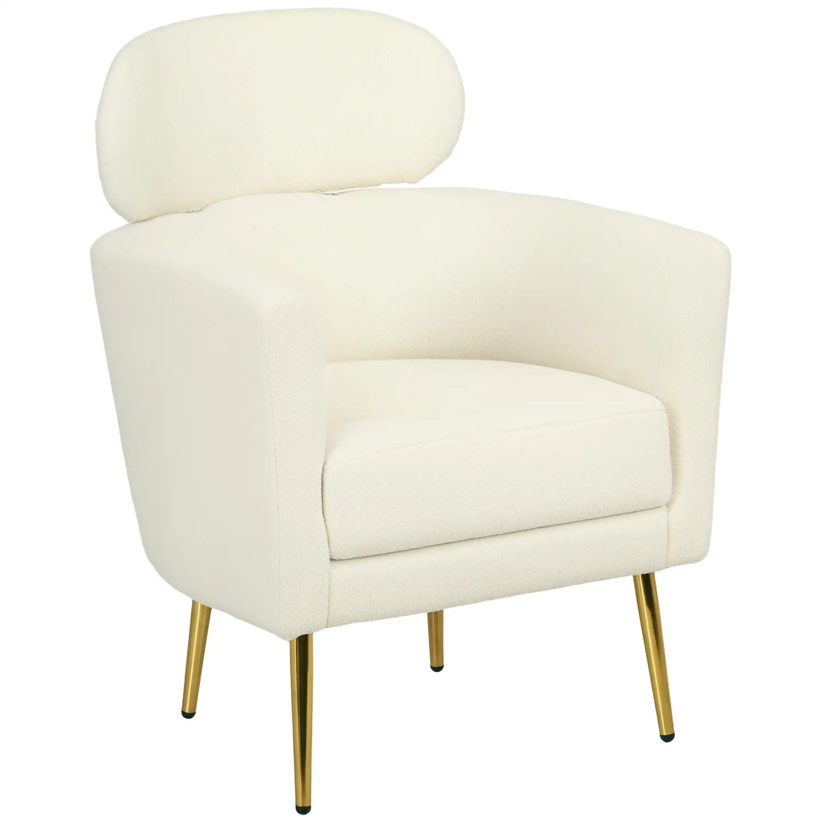 Barrel Accent Chair, Detachable Headrest, Modern Armchair, Cream White Accent Chairs at Gallery Canada