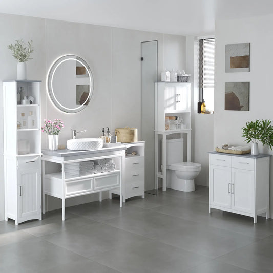 Modern Over Toilet Storage Cabinet, Double Door, Adjustable Shelf, White Over The Toilet Storage White at Gallery Canada