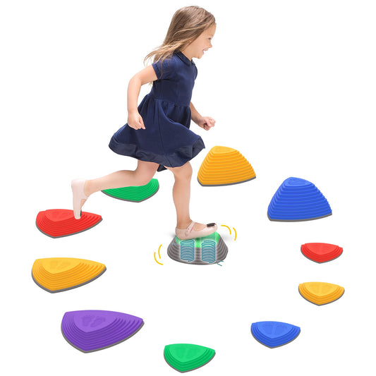Bouncing Design 11 PCs Stepping Stones Kids with Non-slip Rubber, Stackable Balance River Stones for Obstacle Course Sensory Play, Outdoor Indoor for 3-8 Years Old - Gallery Canada