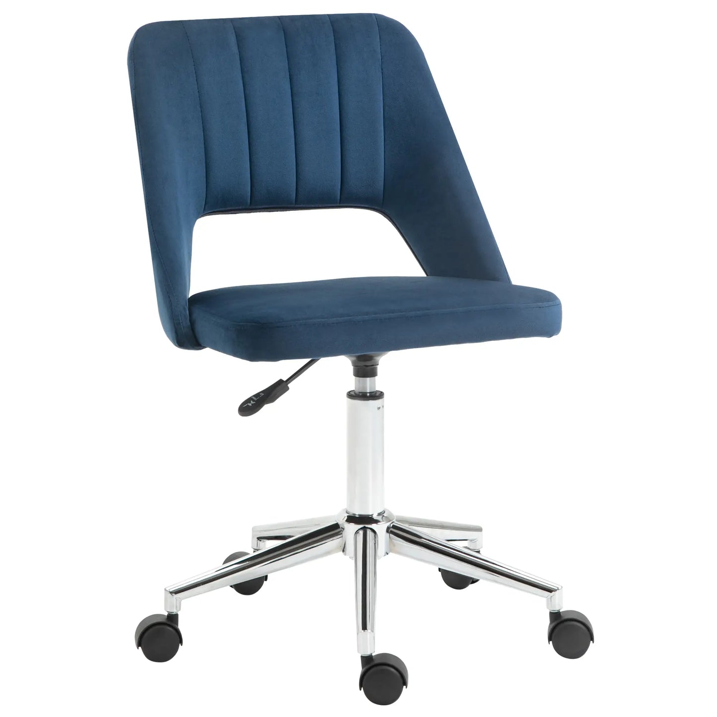 Mid Back Office Chair, Velvet Fabric, Swivel, Scallop Shape, Blue Task Chairs at Gallery Canada