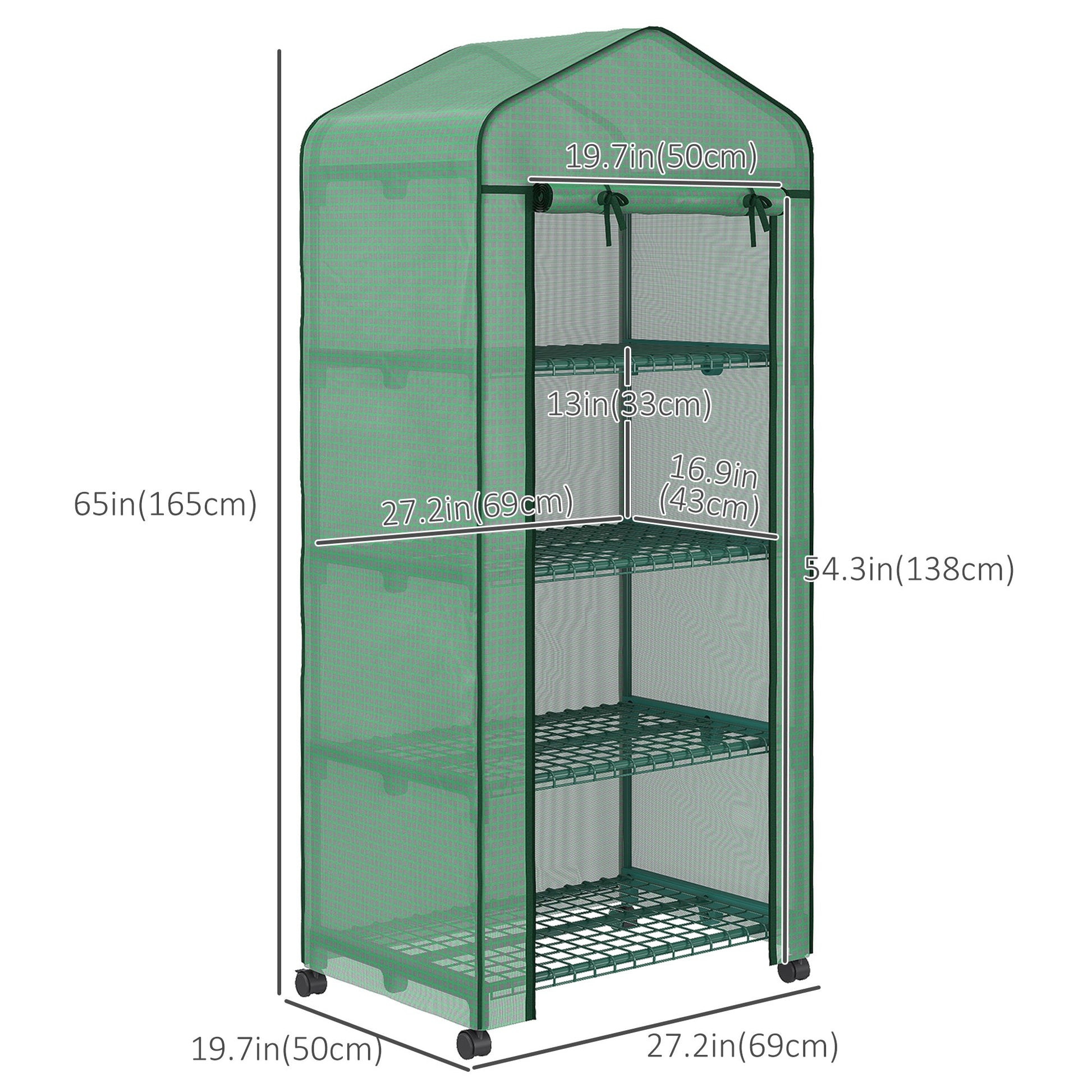 Portable Greenhouse, Outdoor Hot House Plant Flower Greenhouse with 4 Tier Shelves, PE Cover, Green at Gallery Canada