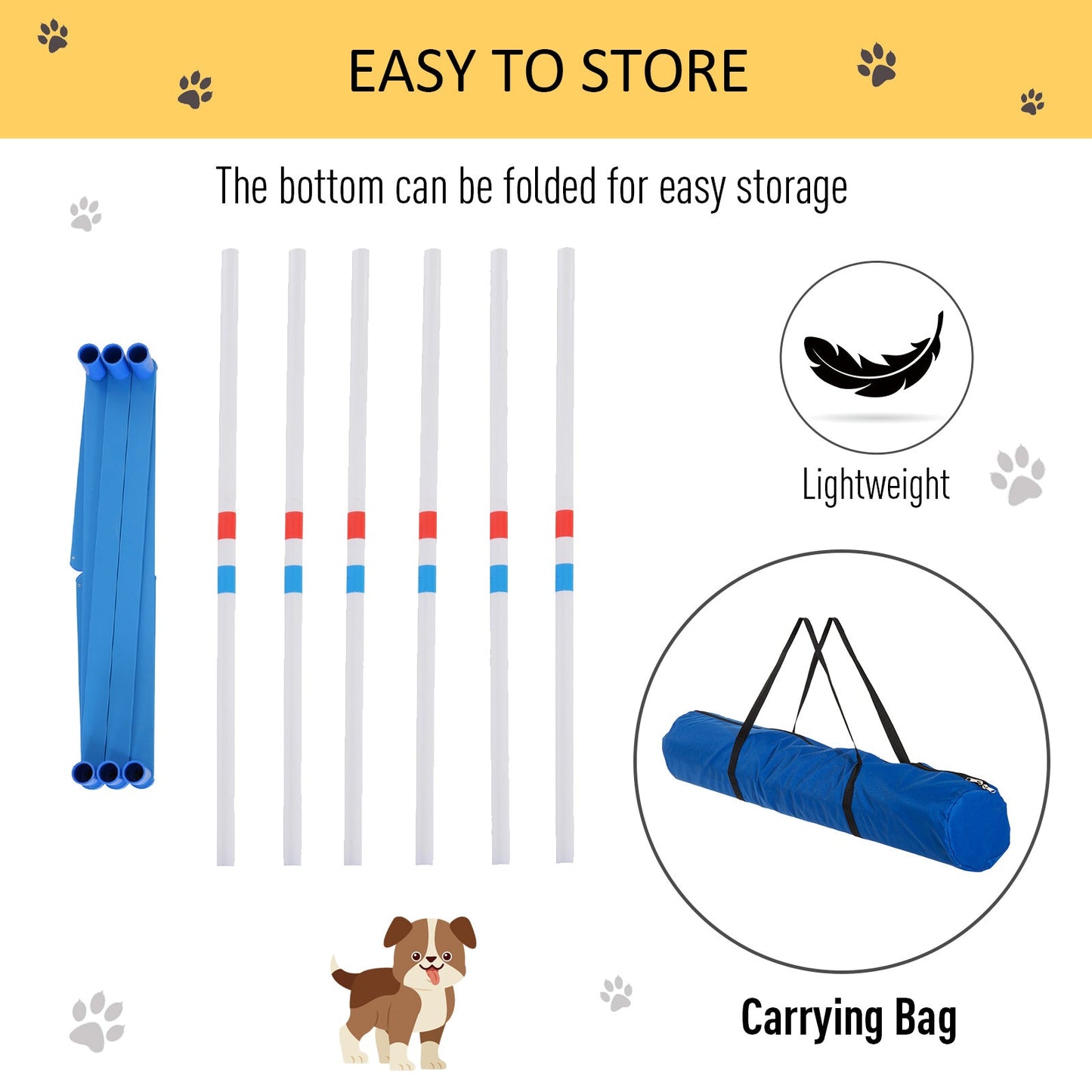 Adjustable Dog Agility Training Obstacle Set with Weaves Poles and Storage Bag for Pet Dogs Outdoor Games Exercise Blue and White at Gallery Canada