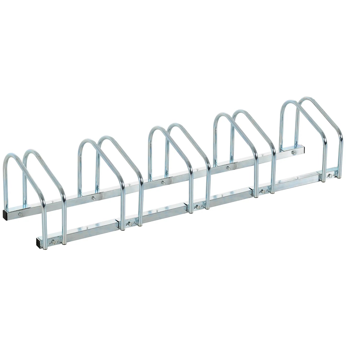 5-Bike Bicycle Floor Parking Rack Cycling Storage Stand Ground Mount Garage Organizer for Indoor and Outdoor Use Silver Bike Parking Stands at Gallery Canada