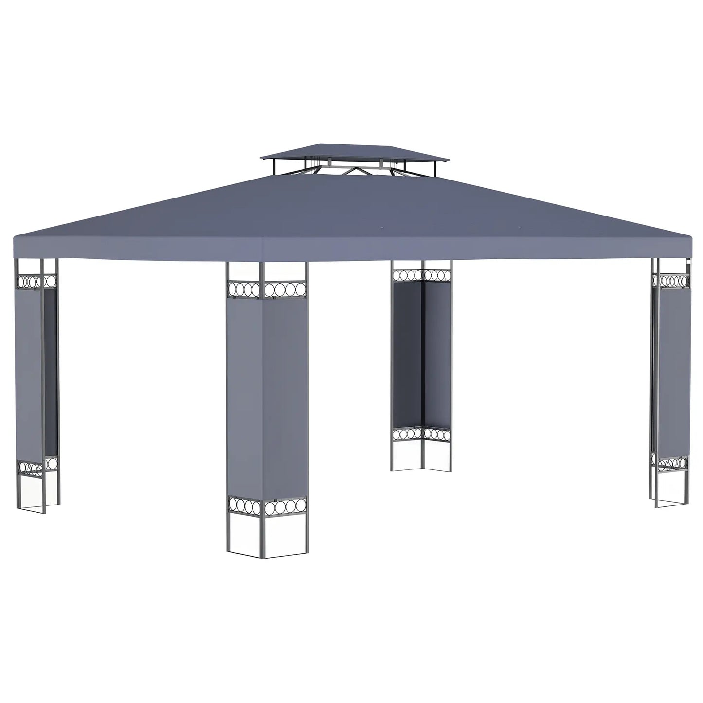 10' x 13' Grey Outdoor Gazebo, Double Roof Patio Canopy Shelter, Grey Gazebos at Gallery Canada