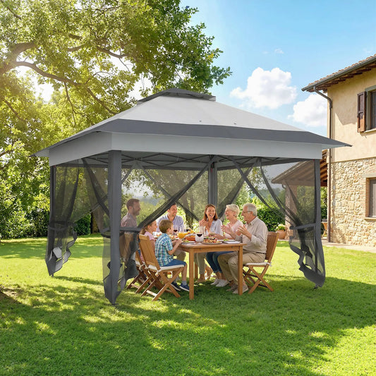 12' x 12' Foldable Pop-Up Party Tent, Instant Canopy Sun Shade Gazebo Pop Up Canopies Dark Grey at Gallery Canada
