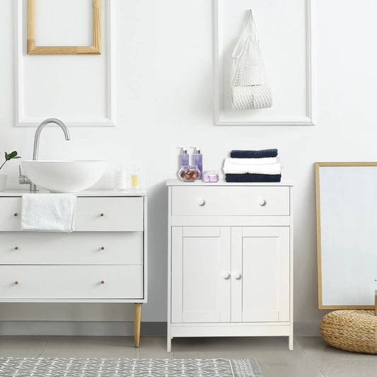 Bathroom Cabinet, Freestanding Sideboard with Drawer, Adjustable Shelf, White Bathroom Cabinets White at Gallery Canada