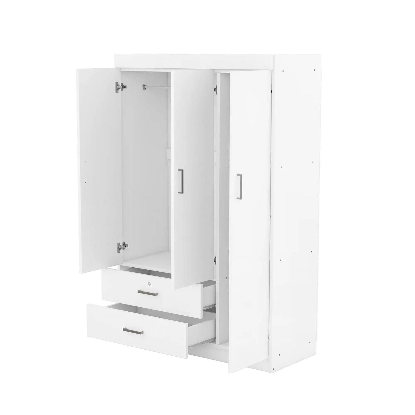Modern Wardrobe, 2 Drawers, MDF Construction, 41.5" L x 18.5" W x 68" H, White Clothing Storage at Gallery Canada