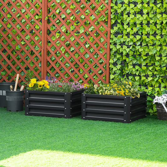 2' x 2' x 1' Raised Garden Bed, 2-Pieces, Color Steel Frame, Grey Galvanized Planter Boxes Grey at Gallery Canada