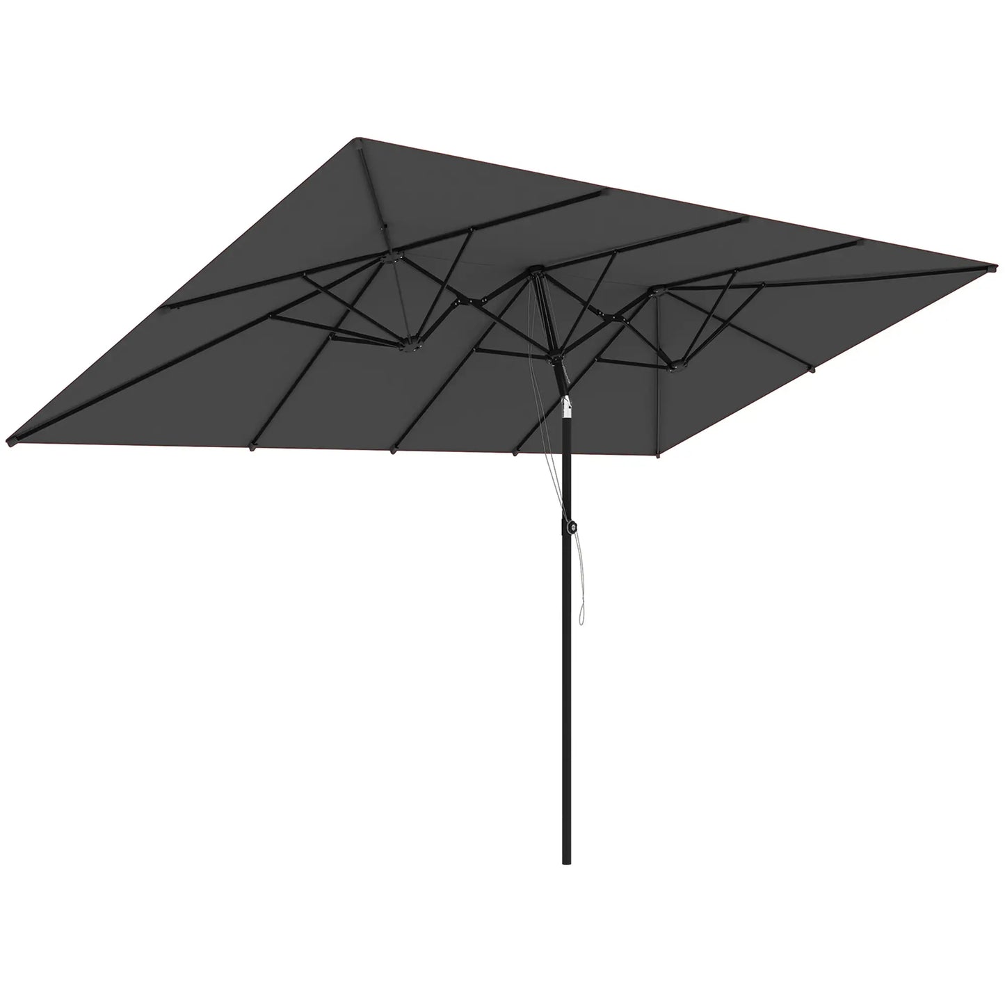 Double-Sided Patio Umbrella With Tilt, Adjustable Height, Vents, 12 Ribs, Grey Double-sided Umbrellas at Gallery Canada