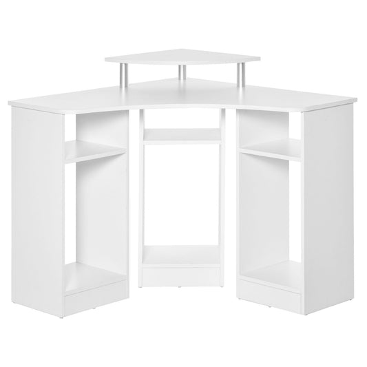 L-Shaped Computer Desk with Monitor Stand, Home Office Corner Desk Study Workstation for Small Space, White - Gallery Canada