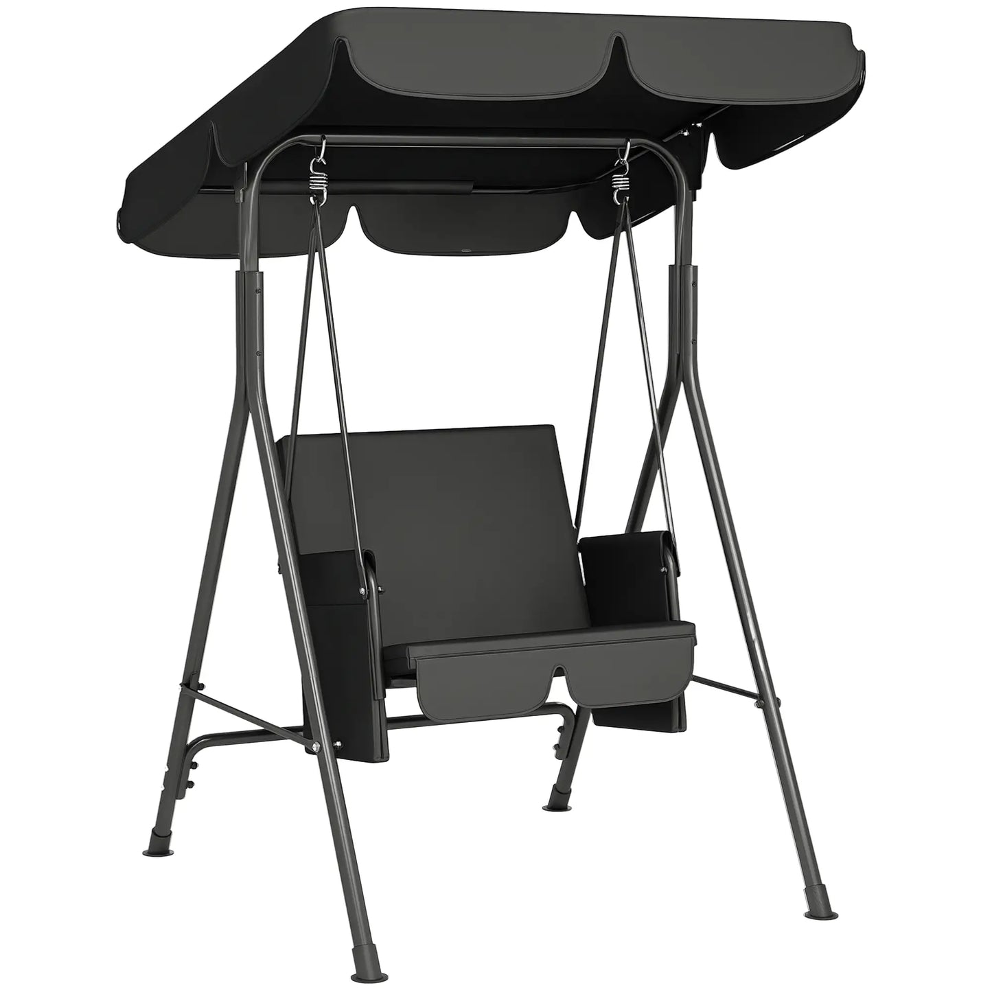 Outdoor Porch Swing, Adjustable Canopy, Removable Cushion, 1-Seat Patio Swings with Stand at Gallery Canada